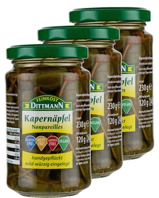 Produktbild von Feinkost Dittmann Kapernäpfel eingelegt Abtropfgewicht 120g 3er Pack