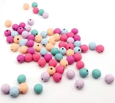 Produktbild von Holzperlen bunt, rund, 20 mm, 70 Stück, für Schmuckherstellung