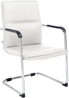 Produktbild von DELUKE® Besucherstuhl SEATTLE - 92x56x60cm, Weiß | Kunstleder | Metall Gestell | Konferenzstuhl Wartezimmerstuhl