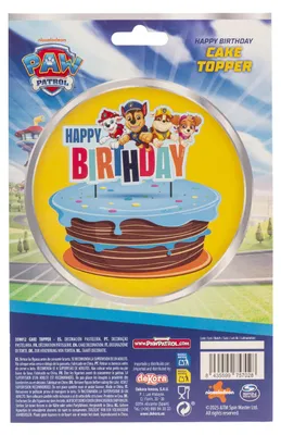 Produktbild von Dekora Paw Patrol Tortentopper mit Aufschrift "Happy Birthday"