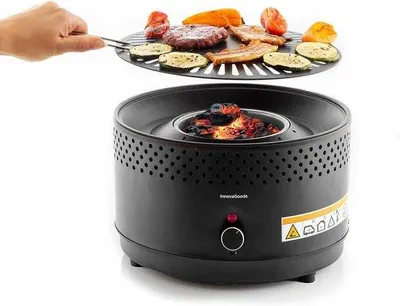 Zdjęcie produktu dla Kompaktowy grill składany ze stali nierdzewnej, czarny, bezdymny, idealny na kemping