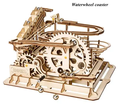 Produktbild von Holz-Kugelbahn - LGA01 3D-Bausatz - Wasserrad - 294 Teile - DIY-Puzzle - Für Erwachsene - Fantasy-Thema