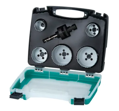 Zdjęcie produktu dla wolfcraft GmbH 5422000, Zestaw, Wiertarka, Płyty gipsowo-kartonowe, Metale nieżelazne, Plastik, Sklejka, Drewno, Bimetaliczny, Końcówka sześciokątna, 4 cm