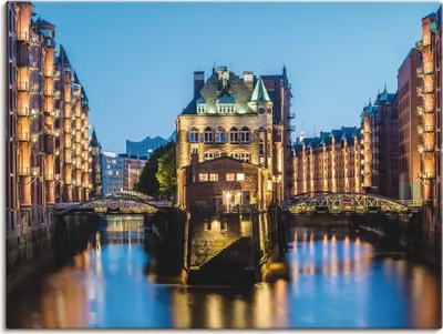 Produktbild von ARTland Leinwandbild Hamburg Wasserschloss in Speicherstadt 2 Größe: 60x45 cm