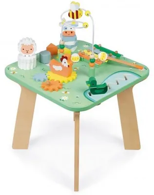 Image de Table d'activités en bois jolie prairie - janod - j05327 - jouets éveil bébé