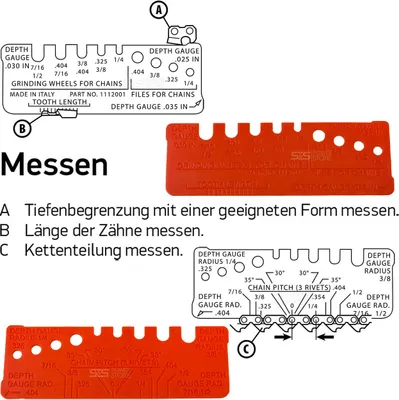 Produktbild von Oregon Prüflehre Abziehlehre Radienlehre Schleifscheiben Sägeketten Schärfgerät, Schleifgerät und Feilen Prüflehre für alle Kettengrößen mit der Teilung 1/4