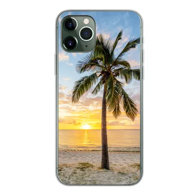 Produktbild von MuchoWow® Handyhülle Schutzhülle Hülle für iPhone 11 Pro Strand - Palme - Sonnenuntergang Silikon Softcase Handy Hülle - Handy