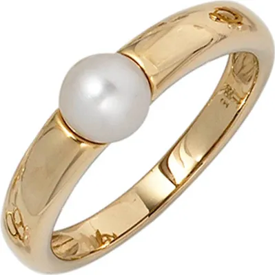 Produktbild von JOBO Damen Ring 585 Gold Gelbgold 1 Süßwasser Perle Goldring Größe 50
