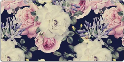 Produktbild von Schreibtischmatte Tischunterlage 100x50 cm Mauspad - Weiße Rosen-Vintage.