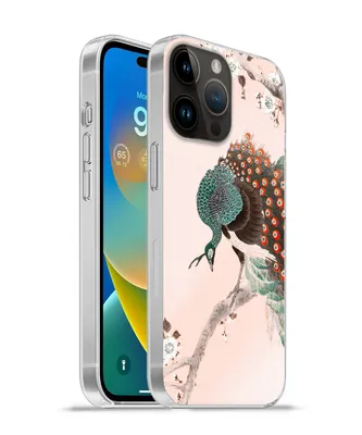 Produktbild von MuchoWow® Handyhülle Schutzhülle Hülle für Apple iPhone 14 Pro - Softcase Blüte - Pfau - Federn - Japandi Silikon Softcase Handy Hülle - Umschlag