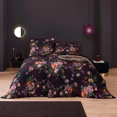 Produktbild von Estella Bettwäsche-Garnitur Luxury Grazia Farbe pflaume Größe 135x200 + 80x80cm