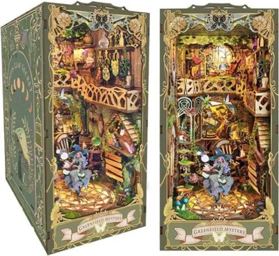 Image de Habarri | DIY Book Nook - Les magiciennes de la forêt - Puzzle 3D - Kit maison miniature avec meubles et lumière LED - Kit coin de livre