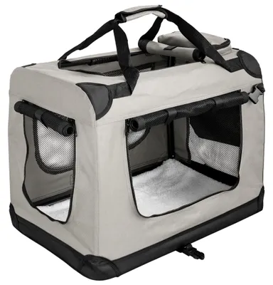Produktbild von Faltbare Hundebox Transporttasche Transportbox Auto Katze Hunde Kaninchen Beige Cream Große Kleine Box Bag Klein Tasche Transport 7 Größen S - XXXXL Petigi, Größe:M (60 x 42 x 45 cm)