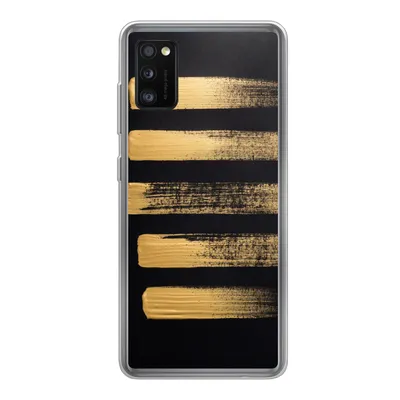 Produktbild von MuchoWow® Handyhülle Schutzhülle Hülle für Samsung Galaxy A41 Muster aus goldener Farbe auf schwarzem Hintergrund Silikon Softcase Handy Hülle - Mobiltelefon