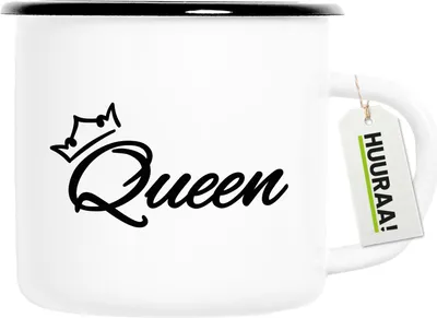 Produktbild von Huuraa Emaille Tasse Queen Krone 300ml Vintage Campingbecher Geschenkidee
