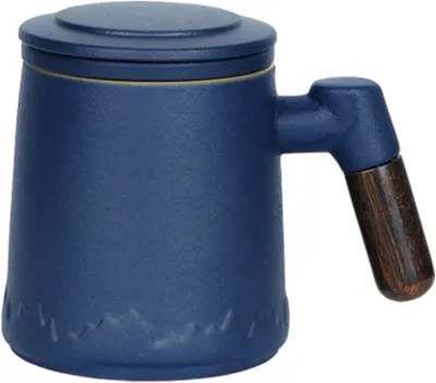 Produktbild von Solidchoice – Keramische Teetasse mit Holzgriff und Deckel