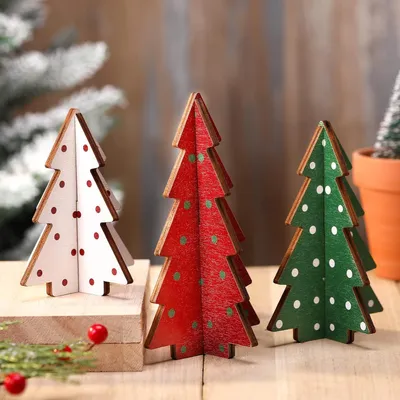 Produktbild von Weihnachtsbaum Deko Holz 3er Set Rustikale Mini Tannenbäume