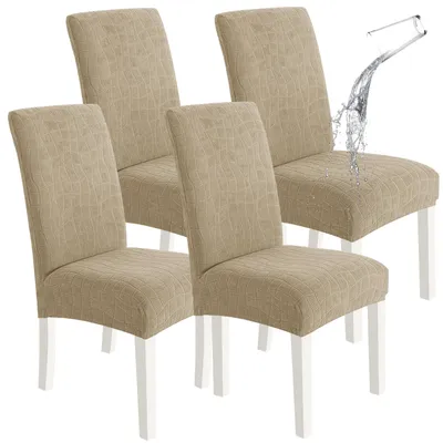 Stretch-Stuhlbezüge 4 Stück, elastisch, Khaki