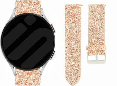 Produktbild von Strap-it Samsung Galaxy Watch 6 Classic 47mm Glitter Leder Armband (Roségold)