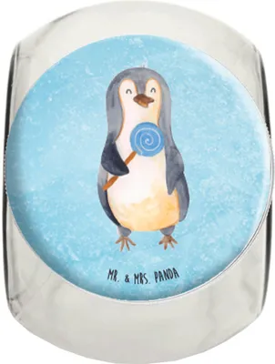 Produktbild von Mr. & Mrs. Panda Frischhaltedose Pinguin Lolli XL 2000ml - Eisblau - Geschenk, keksdose glas, Heißhunger, Teedose, Aufbewahrungsdose, Süßigkeiten, Spruch, Naschen, Süß