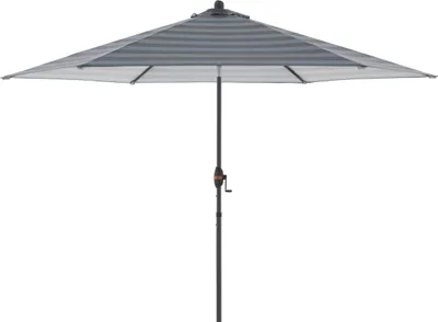 Produktbild von Doppler myZone Mittelmastschirm Auto-Tilt rund 305 cm Sonnenschirm 6 Farben 429465 840S Blockstreifen Anthrazit