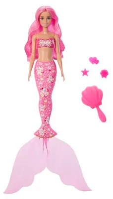 Image de Poupée Sirène Barbie Color Reveal, 6 Surprises, Changement de Couleur, Bijoux, Brosse