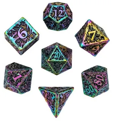 Immagine prodotto di HOT Games Set di dadi in metallo Rainbow DND Premium Box Gioco di ruolo