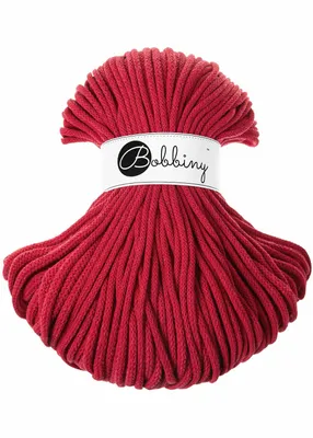 Produktbild von BOBBINY 5 mm Premium Flechtkordel 100 m Garn Häkeln Makramee 50 Farben Farbe Classic Red