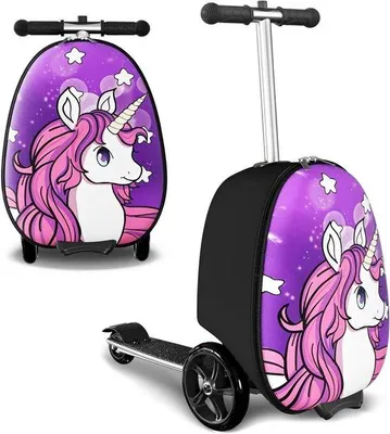 Produktbild von Reisekoffer für Kinder - Einreisekoffer mit Schritt - Reisen und Spielen - Klappbar mit LED-Rädern - 50x33x20 cm - Blau