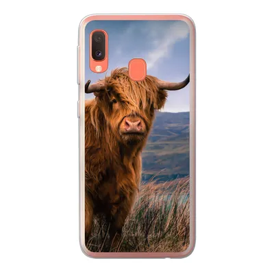 Produktbild von MuchoWow® Handyhülle Schutzhülle Hülle für Samsung Galaxy A20e Schottischer Highlander - Berg - Wasser - Natur - Kuh Silikon Softcase Handy Hülle - Abdeckung