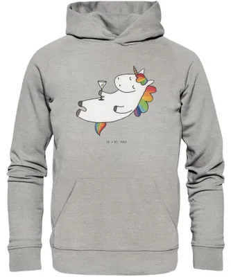 Produktbild von Mr. & Mrs. Panda Kapuzensweater Einhorn Cocktail Größe XXL - Heather Grey - Geschenk, Hoodie, Unicorn, Hoody, Kapuzenshirt, Rum, Kapuzenpullover, Sweatshirt, Geburtstag