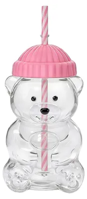 Glasbecher 600 ml mit Deckel & Strohhalm, rosa, für heiße & kalte Getränke