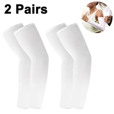 Produktbild von Arm Sleeves Armwärmer Ärmlinge Kompression Bandage rutschfest Anti UV Running Radsport für Damen Herren 2 Paars