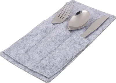 Produktbild von Tischset Bestecktasche in Grau oder anthrazit 24x12 cm aus Filz Platzset, Farbe:grau