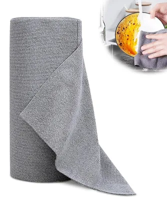 Produktbild von Rolle Mikrofasertücher, 50 abreißbare Reinigungstücher, wiederverwendbare fusselfreie Tücher, Geschirrtücher 30 x 30 cm, Reinigungstücher für Auto, Haushalt und Küche