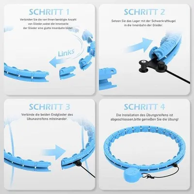 Produktbild von Famanu Hoola Hoop Fitnessring - Gewichtet, verstellbar, 24 abnehmbare Segmente, Schwarz