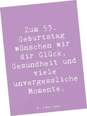 Produktbild von Mr. & Mrs. Panda Postkarte Spruch 53. Geburtstag Glück - Lavendeltraum - Geschenk, Happy Birthday, herzliche Glückwünsche, Geburtstagsgeschenk, Postkarten, bildkarte