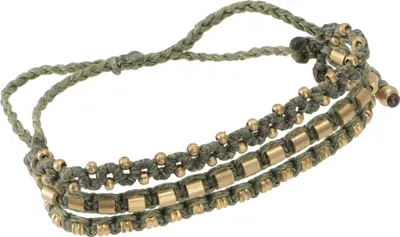 Produktbild von Perlenarmband, Makramee Armband, Herren Armband - Olivgrün, Baumwollfäden,Messing, 2*15*0,5 cm, Armreifen & Armbänder Modeschmuck