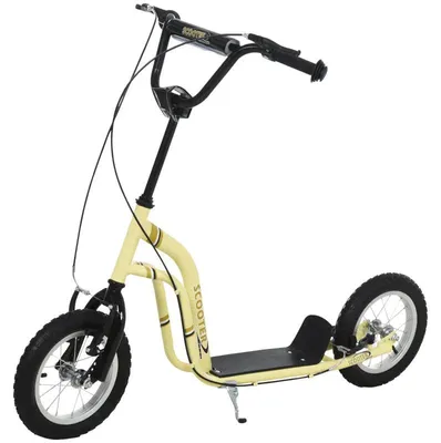 Zdjęcie produktu dla Roller dziecięcy z oponami pneumatycznymi i hamulcami | Kolor: Beżowy | Wymiary: 58x120x85-95 cm
