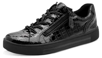Produktbild von Jana Damen Sneaker flach mit Reißverschluss Vegan, Black Croco, 39