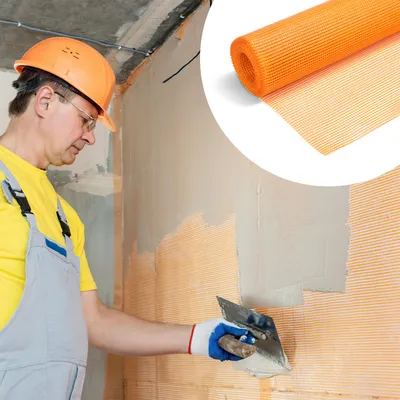 Produktbild von Jayseuw 50m² Armierungsgewebe Putzgewebe (1m x 50m) Gewebe Putz Gittergewebe 160g/m² Glasfasergewebe 4mm x 4mm Glasfaser Fassade Orange