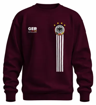 Zdjęcie produktu dla Niemcy, piłka nożna, orzeł, artykuły dla fanów, Euro, Mistrzostwa Świata, komplet koszulki i spodni, bluza, sweter, kolor burgundowy, rozmiar 3XL