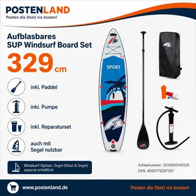 Produktbild von F2 SUP Windsurf Board Set 329cm 10,8 inkl. Paddle Pumpe Reparaturset Surfen Wassersport Sport Rigg Stand Up
