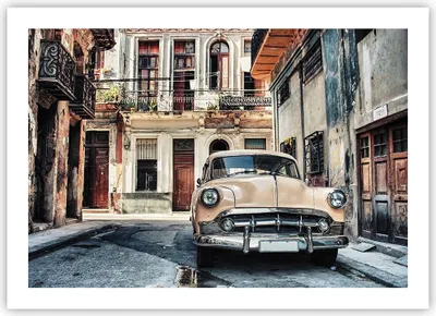 Produktbild von Poster - Poster ohne Rahmen - Kubanisch Auto Mietshäuser - 70x50 cm - Wand Bild - Wanddeko - Wandbilder - Kunstposter - Wandposter - Bilder - Kunstdruck - Wanddekoration - Wandbild - P2XAA70x50-4413