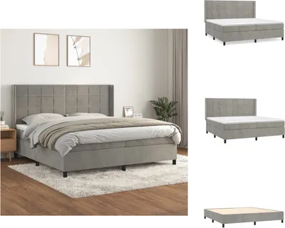 Produktbild von vidaXL Boxspringbett mit Matratze Hellgrau 200x200 cm Samt -  Betten & Bettgestelle