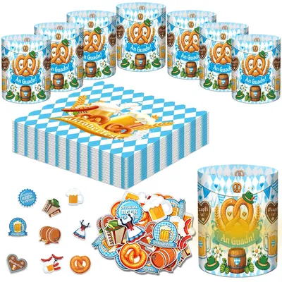 Oktoberfest-Deko-Set: 20 Servietten, 50 Konfetti, 10 Windlichter
