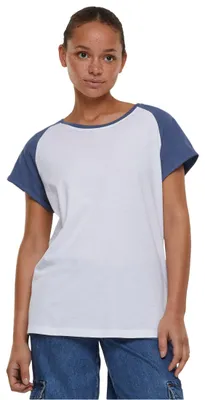 Obrázok produktu pre Dámske tričko Urban Classics Ladies Contrast Raglan Tee white/vintageblue - M