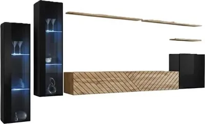 Zdjęcie produktu dla Meblościanka RIONATA 11 - czarny / dąb wotan