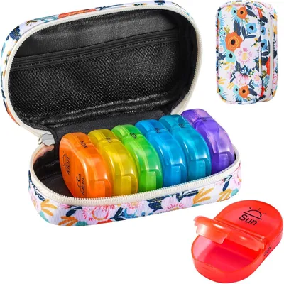 Obrázok produktu pre Box na tabletky 7 dní box na tabletky 2 priehradky organizátor liekov plátenná taška