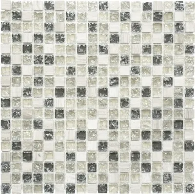 Produktbild von Glasmosaik mit Naturstein XIC 1052 mix graugrün 30,5x30,5 cm
